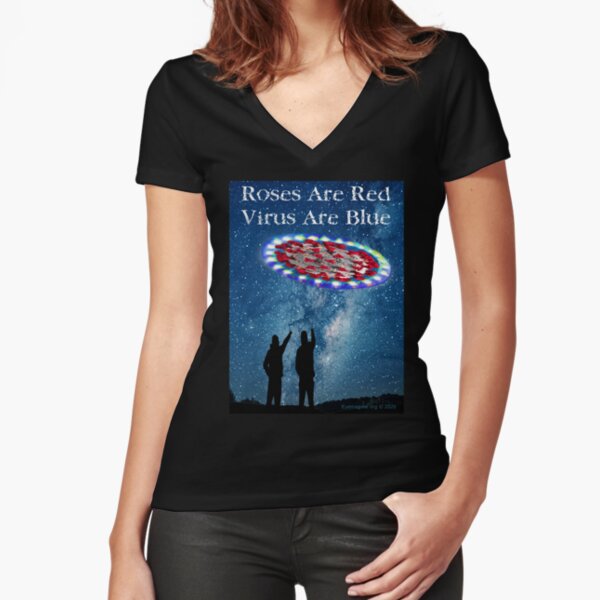 Virus Are Blue Fitted V-Neck T-Shirt