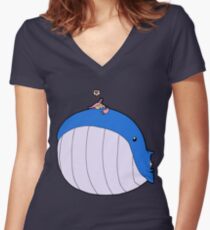 HSOWA- Skitty Loves Wailord Women's Fitted V-Neck T-Shirt