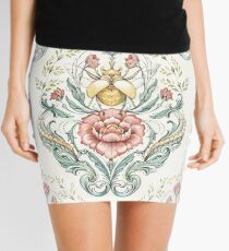Antique pattern - Beetle and centipedes Mini Skirt
