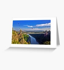 Suspension Bridge With Balloons Greeting Card