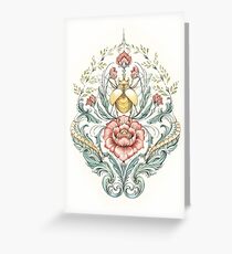 Antique pattern - Beetle and centipedes Greeting Card