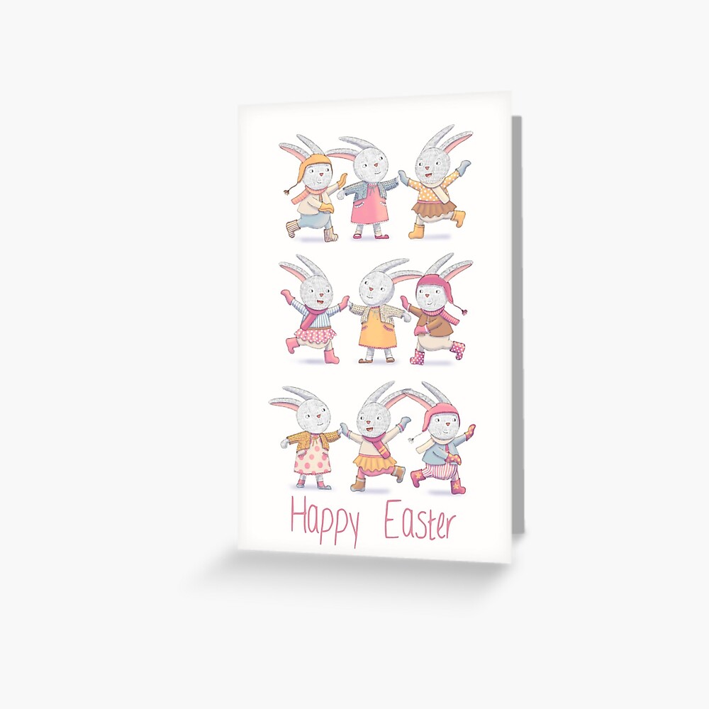 Cute Happy Easter Bunnies Greeting Card