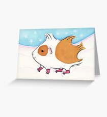 Guinea-pig With Stripy Socks in the Snow Greeting Card