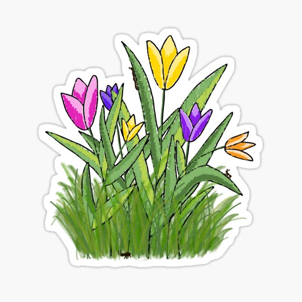 Tulips in Grass Sticker