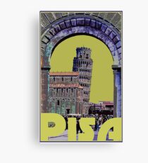 Leaning Tower of Pisa Retro Travel Canvas Print
