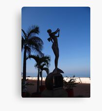 Mermaid playing flute - Sirena tocando flauta, Puerto Vallarta, Mexico Canvas Print