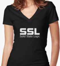 SSL White Women's Fitted V-Neck T-Shirt