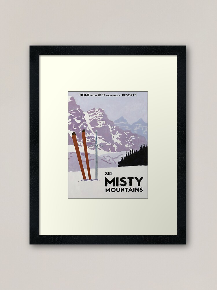 Alternate view of Vintage ski mountain poster Framed Art Print