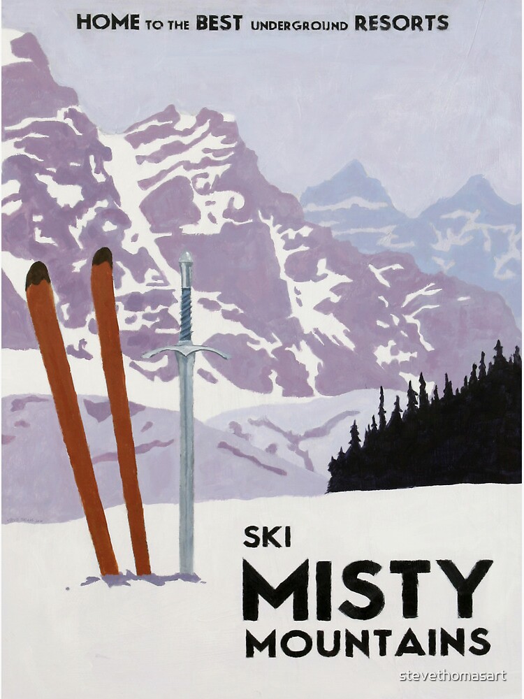 Vintage ski mountain poster by stevethomasart