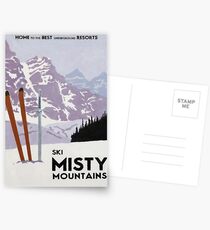 Vintage ski mountain poster Postcards