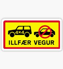 Difficult Road, Traffic Sign, Iceland Sticker