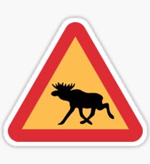 Caution Elks, Traffic Sign, Sweden Sticker