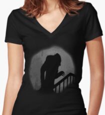 Nosferatu Silhouette Women's Fitted V-Neck T-Shirt
