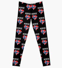 Norge - Norwegian Flag Heart & Text - Metallic Leggings