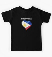 Philippines - Filipine Flag Heart & Text - Metallic Kids Tee