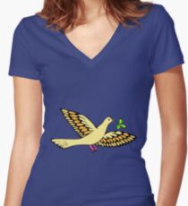 Peace dove with olive branch Fitted V-Neck T-Shirt