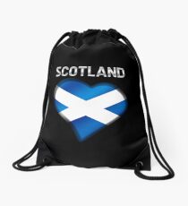 Scotland - Scottish Flag Heart & Text - Metallic Drawstring Bag