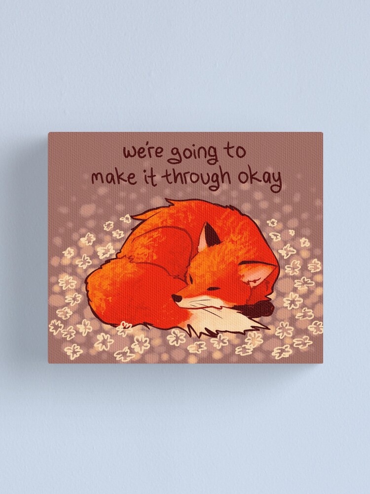 Alternate view of "We're Going to Make it Through Okay" Sleeping Flower Fox Canvas Print