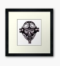 WW2 Pilot in Mask black and white pen ink drawing Framed Print