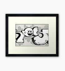 Abstract Graffiti detail on the concrete wall Framed Print