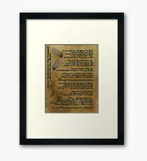 "Live Your Life" on old parchment, Chief Tecumseh Framed Print