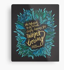 Zelda Fitzgerald – Blue & Gold on Charcoal Metalldruck