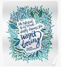Zelda Fitzgerald – Blue on White Poster