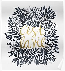 C'est la Vie – Grey & Gold Poster