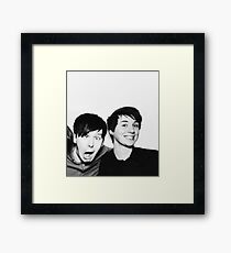 Black and White// Dan And Phil!!! Framed Print