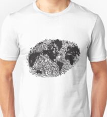 Globe Finger Print T-shirt: One Of A Kind Unisex T-Shirt