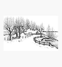 Winter in Holland - Pen Drawing Photographic Print