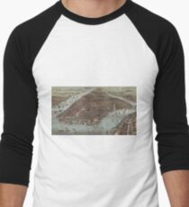 Camiseta ¾ bicolor para hombre Vintage Pictorial Map of New York City (1883)