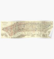 Póster Vintage Map of The NYC Railways (1899)