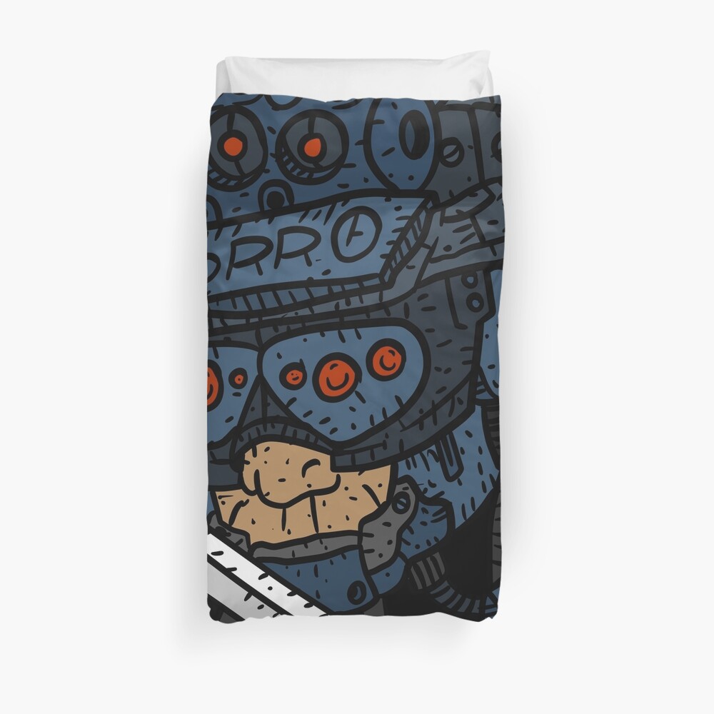 zorro, masked vigilante from the future, dark sci fi cyberpunk art. Duvet Cover