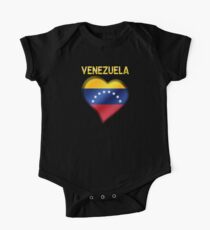 Venezuela - Venezuelan Flag Heart & Text - Metallic One Piece - Short Sleeve