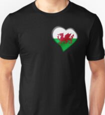 Welsh Flag - Wales - Heart Unisex T-Shirt