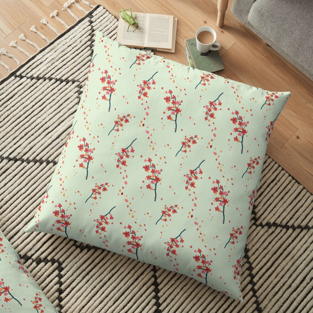 Branches with flowers Floor Pillow