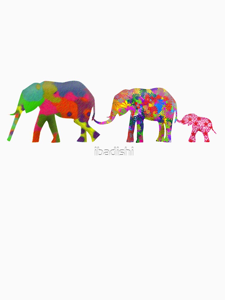 "3 Colorful Elephants Holding Tails - Pop Art" T-shirt by ...