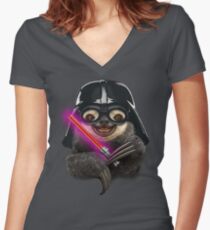 DARTH SLOTH Women's Fitted V-Neck T-Shirt
