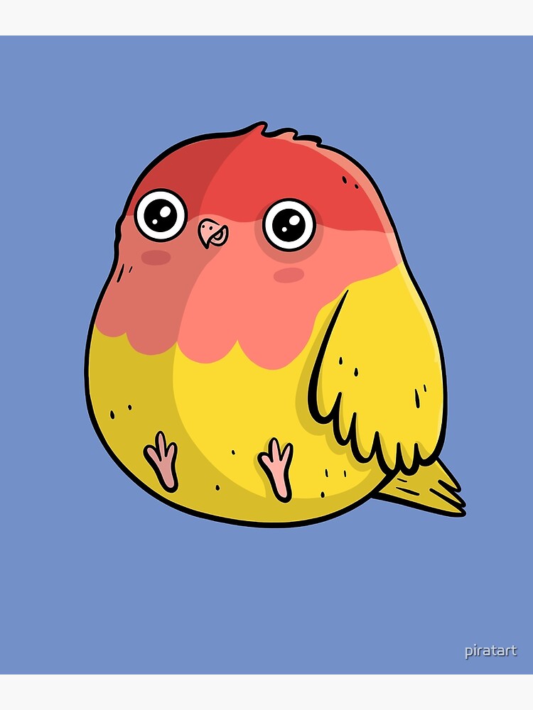 Cute Lutino Lovebird Chubby Bird Design by piratart