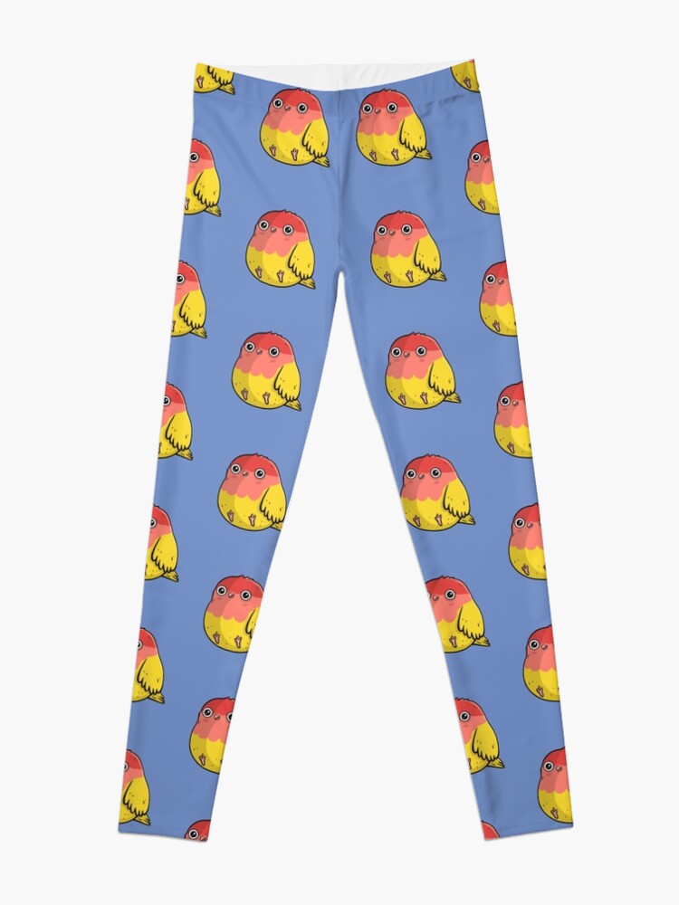 Alternate view of Cute Lutino Lovebird Chubby Bird Design Leggings