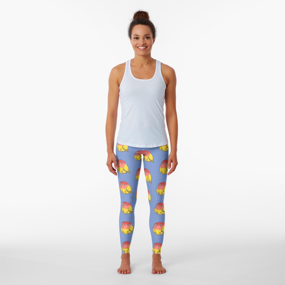 Cute Lutino Lovebird Chubby Bird Design Leggings