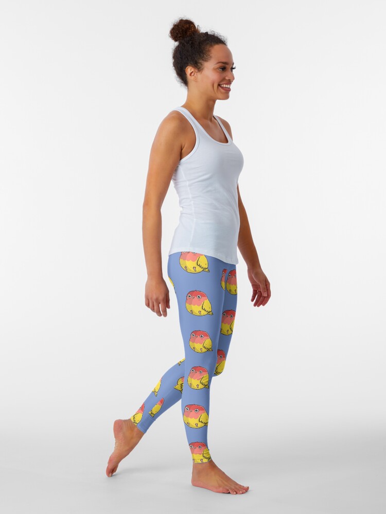 Alternate view of Cute Lutino Lovebird Chubby Bird Design Leggings