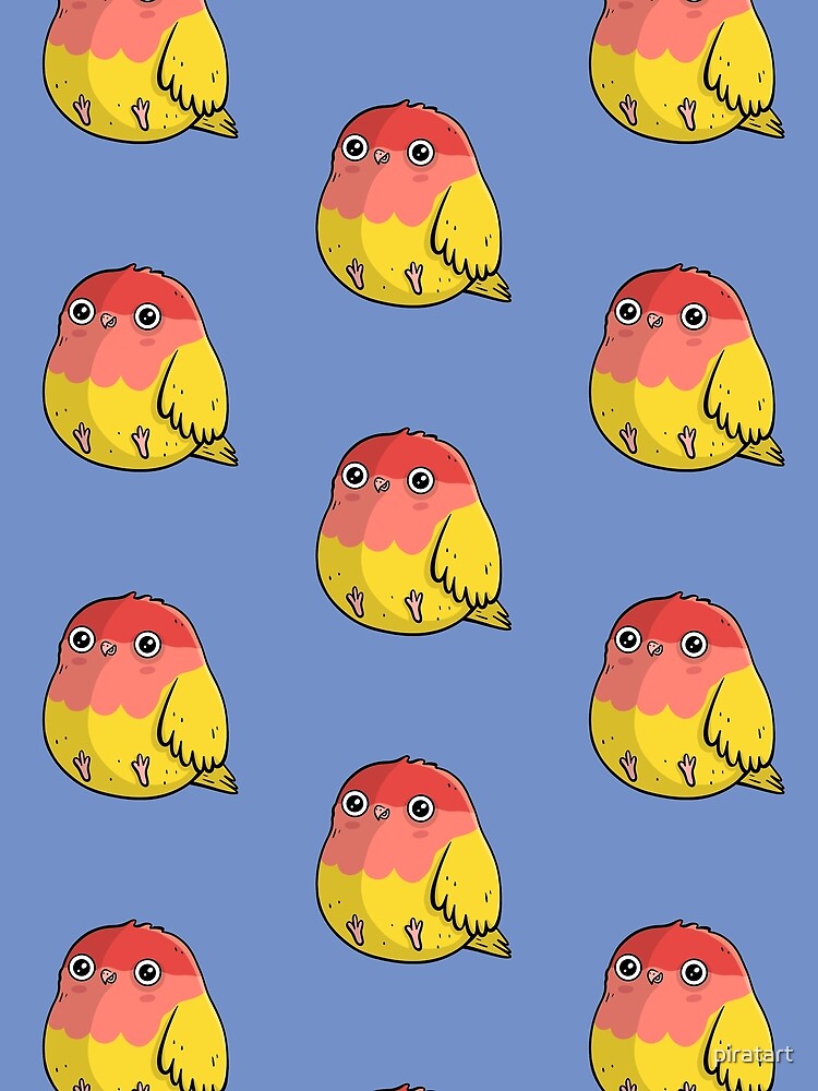 Cute Lutino Lovebird Chubby Bird Design by piratart