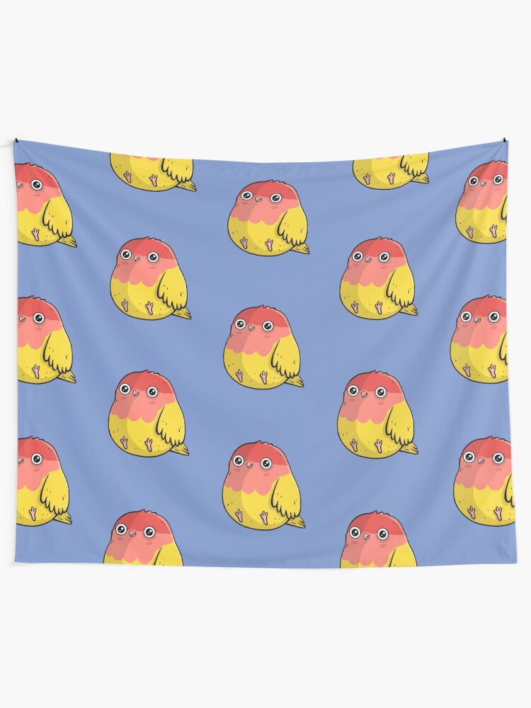 Alternate view of Cute Lutino Lovebird Chubby Bird Design Tapestry