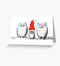 Small Christmas owl group Greeting Card