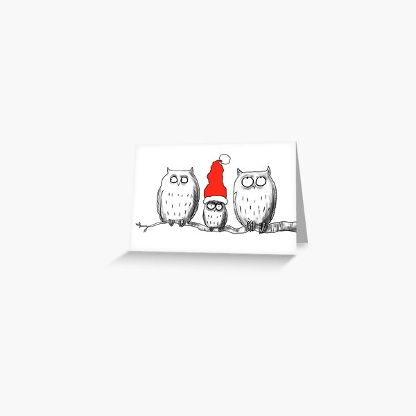 Small Christmas owl group Greeting Card