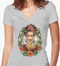 KAHLO Women's Fitted V-Neck T-Shirt