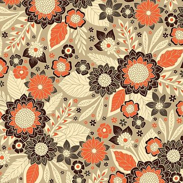 Retro Orange, Brown & Cream 1970s Floral Pattern Socks for Sale