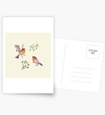 Low poly watercolor - Two robins Postcards